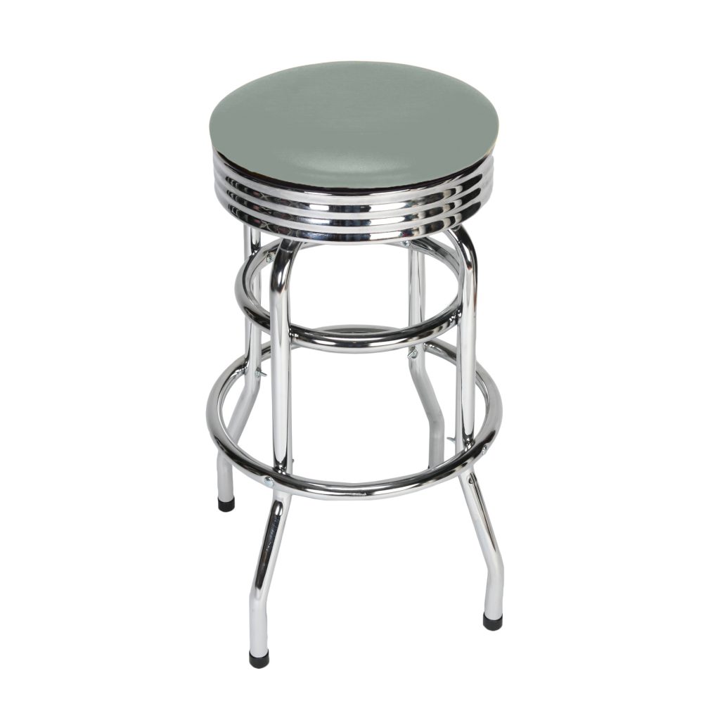 Silver Grey Circle Swivel Bar Stool